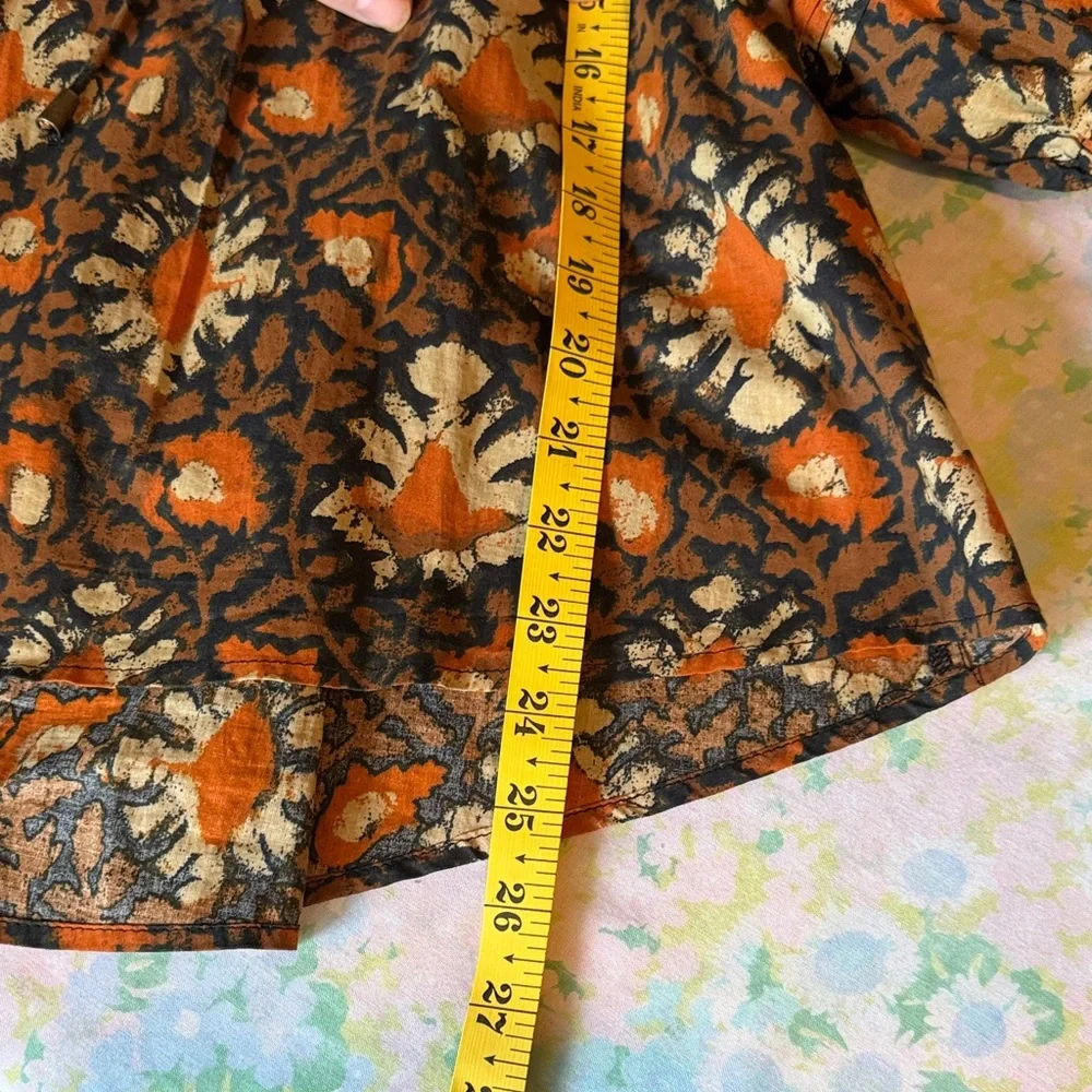 Free‎ People | Willow Print Puff Sleeve Blouse Size Large Boho Romantic Beachy